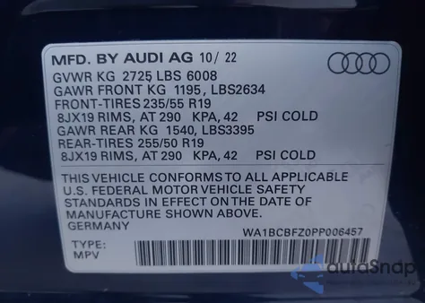 2023 Audi Q4 E-Tron Premium Plus 40 Rwd from USA, damaged, VIN WA1BCBFZ0PP006457
